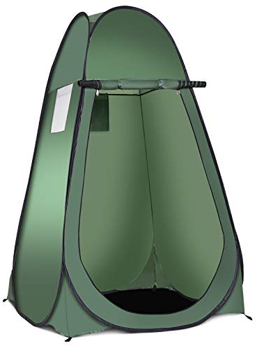 GYMAX Tente à Langer 1 Personne 120x120x190CM, Tente Pop Up, Toilette Portable avec Fenêtre, Sac de Rangemnt, Fermetures Éclair, Cadre en Acier, pour Extérieur, Camping, Randonnée, Pêche (Vert)