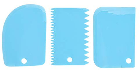 LUJIYY 3 Stück Kunststoff-Kuchenglätter, Schaber, Kamm, Kuchenkantenglätter, Werkzeug, Küchen-Backwerkzeuge für verschiedene Formen, Käsemesser-Set, blau
