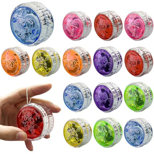 Golgner 15 pcs YoYo luminoso a LED, yoyo reattivo in plastica, yoyo con cuscinetti a sfera reattivi, yoyo luminoso, giocattolo yoyo per principianti e bambini, per bomboniere, premi