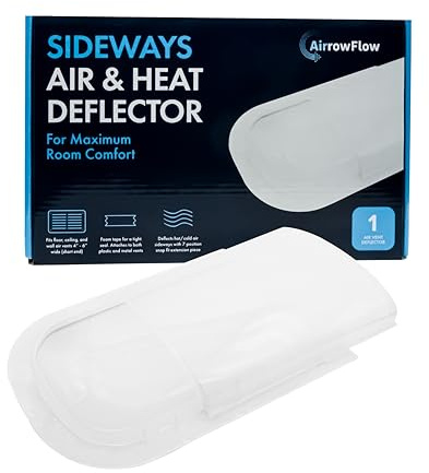 AirrowFlow Sideways Floor Wall Air Vent Deflector for Under Furniture Heat and Air Deflecting, Fits Vents 3 - 7 Wide, Also Extends Lengthwise up to 17.5, Foam Tape for Tight Seal