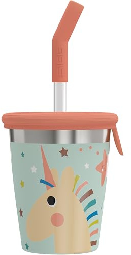 Sigg - Stainless Steel Children's Cup with Silicone Lid and Straw - Splash-Proof - BPA-Free - Lightweight and Robust - Unicorn - 0.35 L