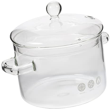 SOIMISS Pentola in Vetro Borosilicato Per Stufato Con Coperchio Adatta Per Noodles Riso Zuppe e Brasati Facile Da Pulire e Maneggiare