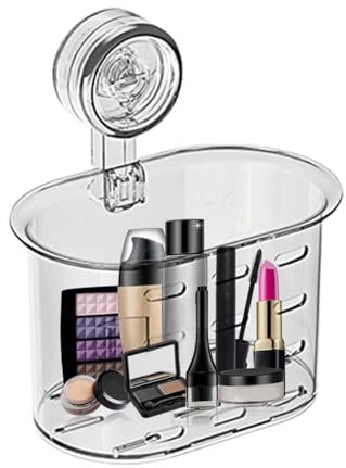 Générique Étagère de Douche - Boîte De Rangement Salle De Bain Accessoires De Douche,Boîtier de Rangement Transparent Amovible avec Ventouses pour Maison, Campagne, Camping-Car et Appartement