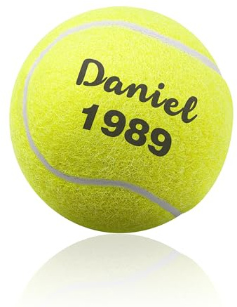 Made in Gift Pack de Tres Pelotas de Tenis/pádel Personalizadas Disponible en Color Amarillo y Rosa, Personalizable con Nombre o el Texto Que Quieras (Nombre)