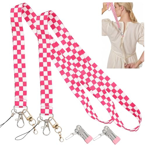 2 Pack Zipper Helper Pull for Dresses - One-Handed Zipper Puller with 3 Hooks for Dresses, Shoes and Boots, Skirts & Bags Zipper Puller Helper Aid for Women, Traveler, Seniors & Long Nails (Pink)
