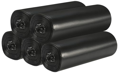 5 rotoli di piccoli sacchetti della spazzatura - 100 pezzi resistenti da 15 litri per casa, ufficio, cucina, bagno e camera dei bambini (Nero)