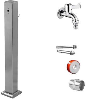 HUFIREHU Colonne d'eau Colonne d'eau en Acier Inoxydable Fontaine ExtéRieure De Jardin Colonne D’Eau avec Robinet Robinet Antigel ExtéRieur pour ExtéRieur De Jardin(80 * 15cm/31.5 * 6in)