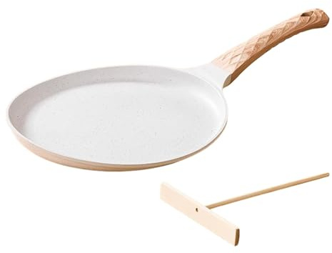 OUOULAJY Padella antiaderente per crêpe Pan Dosa Pan piatto per roti indiani pancake piano cottura 8 bianco 8