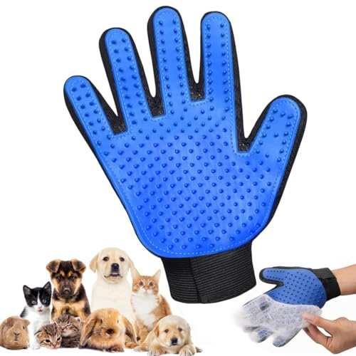 1 pieza Guante de Baño para Gatos de Silicona de Cepillo de Limpieza,Guante Quitapelos Mascota, Quita Pelos Mascota, Guante Quitapelos Perro para Mascotas,Guante de Aseo para Cepillo Gato-Azul