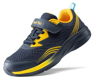 DREAM PAIRS Zapatos para Niños y Niñas, Zapatillas de Tenis, Calzado Deportivo Ligero para Correr, Caminar, Escuela y Gimnasio para Niños Pequeños/Grandes,Size 35,Azul Marino/Amarillo,SKRS26005K