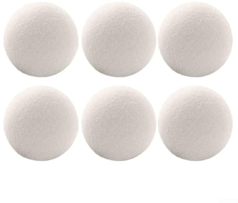 Besttoolifes Bolas de secado de lana caliente, paquete de 6 bolas de secado naturales reutilizables para reducción de estática y secado más rápido en secadora