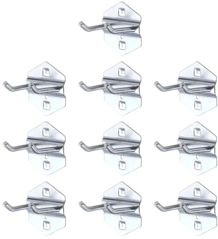QUARKZMAN 10Pcs Ganci Metallici Quadrati Per Pannelli Forati, 2 Ganci Resistente Per Mostre Espositive Doppia Asta Foro Quadrato Pannelli Forati Con Spaziatura 3/8, Scaffali Retail,