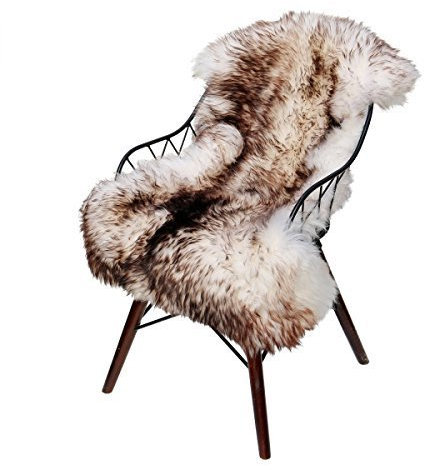 Hollert German Leather Fashion Piel de Cordero - Flameado Merino Piel Oveja Alfombra Decoración Almohadilla de Asiento - Stracciatella, 110-120