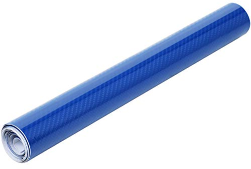 TRIXES Vinylfolie - Selbstklebende 6D Carbon Vinylfolie - für PKW Van Motorrad & technische Geräte - für den Innen- und Außenbereich - Blasenfrei - 1500 x 300mm - Farbe Blau glänzend