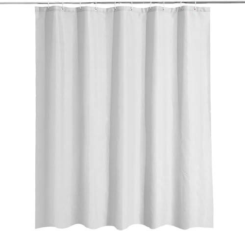 Trimming Shop Shower Curtain for Bathroom - White, 180x200cm | Mould Proof and Mildew Resistant Washable Polyester Fabric Modern Bath Curtains with 12 Hooks