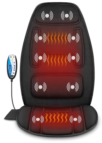 Snailax Vibration Back Massager with Heat, Massage Chair Pad with Neck Lumbar Memory Foam, 10 Vibration Motors,5 Modes, Gifts, No shiatsu
