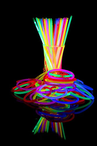 PIQIUQIU Knicklichter, 100 Leuchtstäbe Knicklichter Set mit Anschlüssen, Neon Leuchtstäbe Party Pack, Glow Sticks für Hochzeiten Partys Geburtstage Festival