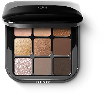 KIKO Milano Glamour Multi Finish Eyeshadow Palette 01 | Palette With 9 Eyeshadows In Different Finishes, 01 Earth Tones