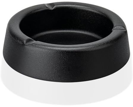 ZKKD Ashtray, Ashtrays for Smokers, Large Ashtrays for Cigarettes, Stainless Steel Metal Ashtray, Black (1 Pcs)