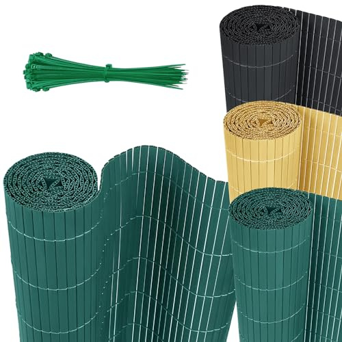 JOIEYOU Recinzione frangivista in polivinilcloruro (160 x 1000 cm, verde) con fascette per cavi e privacy, protezione da sguardi indiscreti in polivinilcloruro