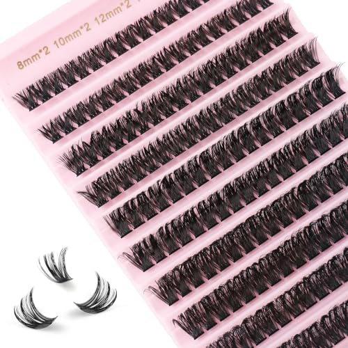 Glowing Win Ciglia Finte Ciuffetti Extension Ciglia Finte Naturali 80D Ciuffi Ciglia Finte fai da te Cluster Lashes D Curl DIY Individual Eyelashes Mix8-16mm