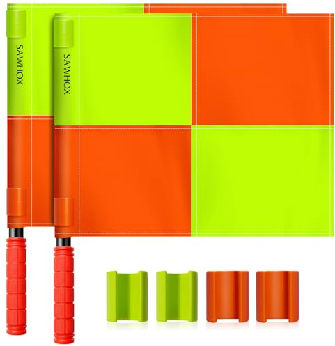SAWHOX Soccer Referee Flags, 2PCS Referee Kit Detachable Referee Flags