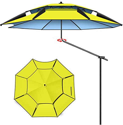 EKBBBYE Garden Parasol,Upgrade Fishing Umbrella Outdoor Sun Shade, 360° Universals Adjustment, with Sand Anchor and Windbreak Anchor, Portable Beach Umbrella with Carry Ba
