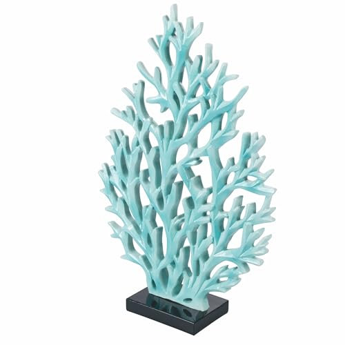 Villa d'Este Home Tivoli Deko Koralle Polyresin 29,5x8,5x44cm hellblau Ocean