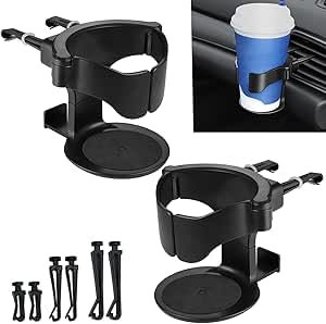 2-Pack Car Cup Holder, Air Vent Drink Holders, Universal Fit for Cars, Trucks, SUVs – Securely Holds Cups, Bottles, and Cans, Easy to Install, Adjustable, Durable Quality Material for Stable Driving