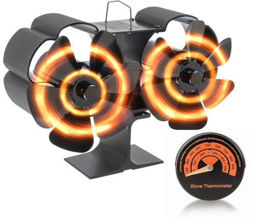 HUAREW Ventilateur Poele à Bois, 12 Pales Ventilateur Cheminée à la Chaleur Ventilateur, Silencieux pas d'électricité Requise Efficacité, pour Cheminée Poêle Bois Accessoires