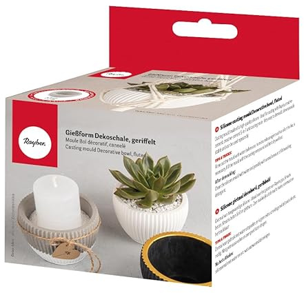 Rayher Molde silicona Cuenco decor. acanalado, ø 9cm, Altura 6cm, caja 1ud, gris, 36185000