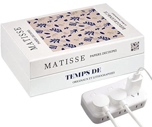 Organizador de Cables de Libro, Caja Decorativa de gestión de Cables en de Libro, con un Paquete de Bridas para Cables, ocultador de Cables de Libros Falsos, gestión de ocultador de enrutador