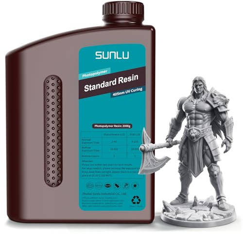SUNLU 3D Printer Resin 2KG, Faible retrait et durcissement rapide Résine standard, 2000G.Gris