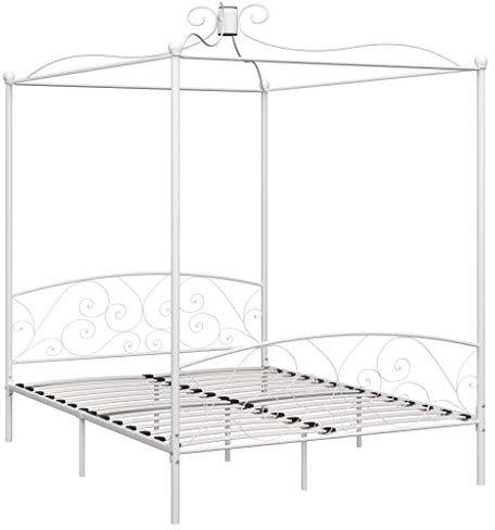 Emmtore Estructura de Cama con Dosel Metal Blanco 160x200 cm