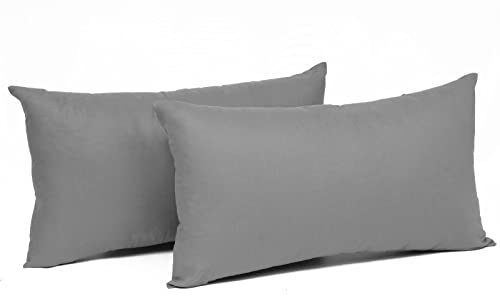 Laneetal 2 Set Kissenbezug 30x40cm Dunkelgrau - 100% Baumwolle Kissenhülle mit Reißverschluss, Weicher Kissenbezüge Doppelpack Sofakissenbezug (Ohne Füllung)