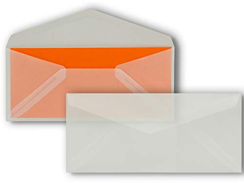 25 Brief-Umschläge Transparent DIN Lang - 110 x 220 mm (11 x 22 cm) - Nassklebung ohne Fenster - Ideal für Einladungs-Karten - Serie FarbenFroh
