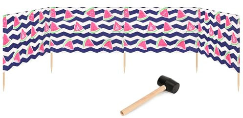 Garronda Strand Windschutz Sichtschutz 5m lang Plus Gummihammer GAEX001 (Wassermelone-2, 5 m)