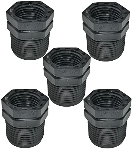 AERZETIX - C51862 - Set med 5 plastreducerare hane/kvinna 3/4''x1/2'' med inre stopp för skruvning - reducerad bröstvårta Man/Kvinna för skruvning 10 Bar