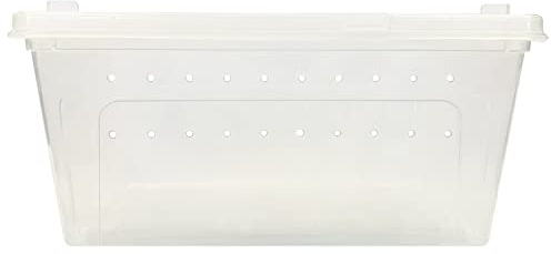 Happy Habitat - Ventilated Enclosure & Breeder Box - for Live Feeder Insects, Reptiles, Amphibians & Other Small Pets - Durable Plastic Portable Terrarium (Medium)