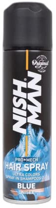 NISHMAN Temporary Hair Colour Spray for Kids – Blue 150ml - Wash-Out Hair Dye for Boys & Girls – Children Fun Hairspray for Parties and Cosplay - Fancy Dress-up & Make-over