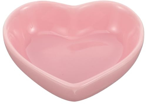 POPETPOP Ceramic Heart Shaped Pet Bowl for Hamsters and Small Animals - Non-Tip Food and Water Dish Compact 3 Inch Bowl for Guinea Pigs Gerbils Rabbits