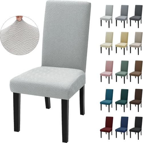 Ystyle Fundas Sillas De Comedor Pack 4, Fundas Sillas Ajustables, Funda para Sillas Elástica, Funda para Silla, Funda Protectora Sillas, Fundas Decorativas Sillas Altas, Gris Plata