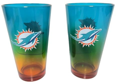 Miami Dolphins NFL Pint Gläser Glas Set 2er-Set 475 ml