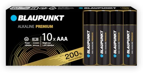 BLAUPUNKT AAA batterie alcaline PREMIUM, confezione da 10, per controller per videogiochi e giocattoli, LR03BPR/10CB