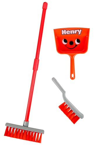 Set de cepillos Casdon Henry, Set de juguetes de limpieza para niños a partir de 3 años, Divertido y educativo, Incluye escoba, cepillo y recogedor