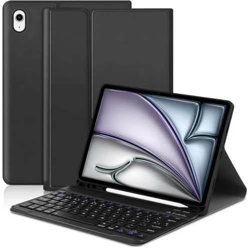Zabatoco iPad Air 11 Pulgadas 2025 M3 / 2024 M2 Funda con Teclado, Español Ñ Teclado Desmontable con Funda para iPad Air 6.Gen 11/ Air 5/4.Gen 10,9