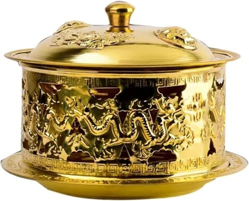 Fondue Olla Hot Pot Platos De Frotamiento, Olla Caliente, Olla Caliente Con Alcohol De Cobre Puro, Adecuada Para La Cena Familiar Fondue Queso(Gold,28cm)