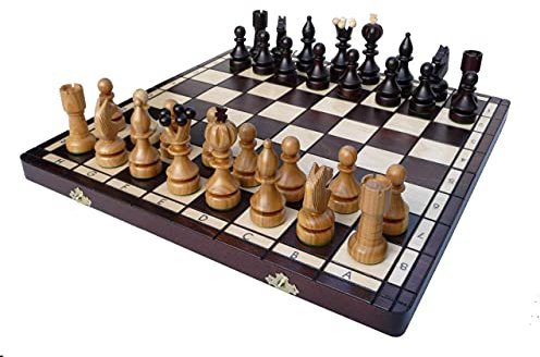 Abio Schachspiel Perle Gross 42x42cm Holz Schachbrett Hochwertig Klappbare Brettspiele Schach Spiel Reisespiele Set Spiele für Erwachsene Chess Board Perle Gross 133