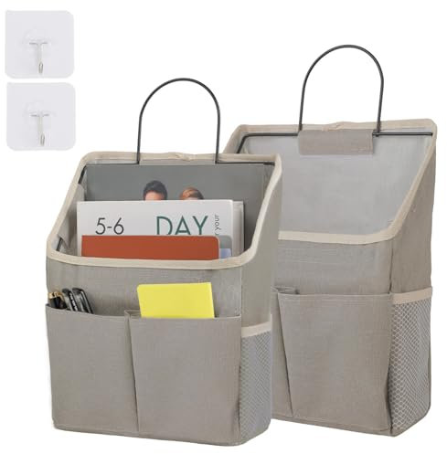 Lot de 2 organisateurs suspendus - Organiseur de salle de bain à suspendre - Organiseur mural pour salle de bain, chambre à coucher, camping-car - Gris