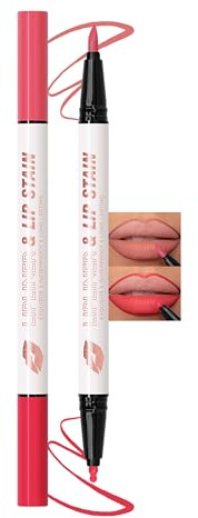 Erinde Lip Marker Wasserfester Lipliner - 2 Farben, Doppelterkopf Long Lasting Matt Lippenkonturenstifte, Liquid Highly Pigmented Lippenstift, Waterproof Makeup Lip Pencil